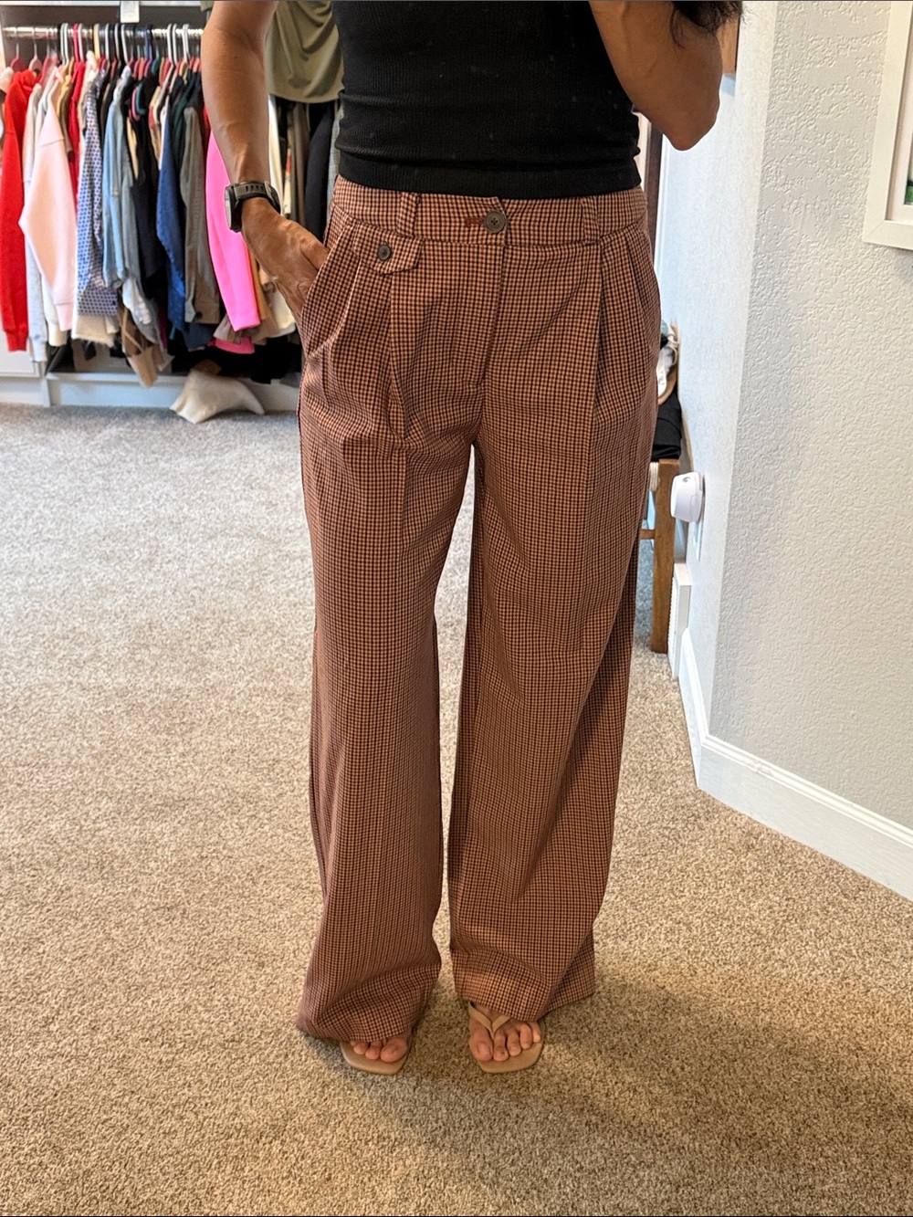 a new day Wide-Leg Houndstooth Pants in Brown